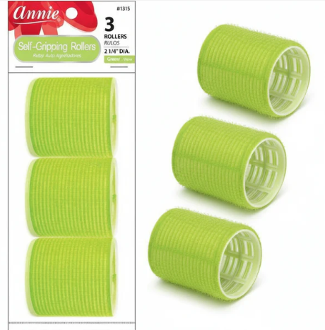 Annie Self-Gripping Hair Rollers 2 1/4 Inch, 3 Count, Green