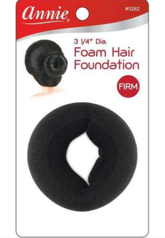 Annie Foam Hair Bun 3 1/4 Inch, 1 Count, Black