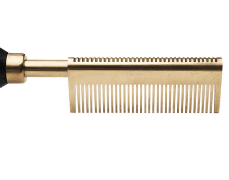 Hot & Hotter Electric Straightening Comb Medium Double Sided Teeth, 1 Count, Black & Gold