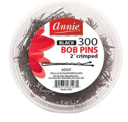 Annie Bob Pins Crimped 2 Inch, 300 Count, Black