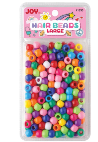Joy Round Hair Beads Large, 240 Count, Solid Assorted Color