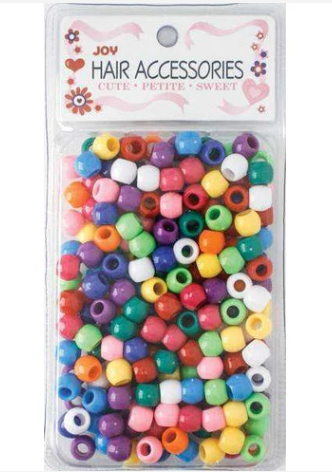 Joy Round Hair Beads Large, 240 Count, Solid Assorted Color