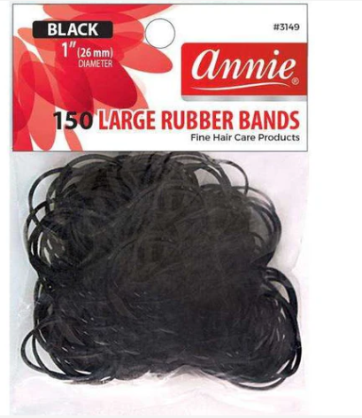 Annie Hair Rubber Bands Large 26mm, 150 Count, Black