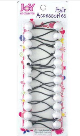 Joy Twin Beads Ponytailers 16mm, 12 Count, White