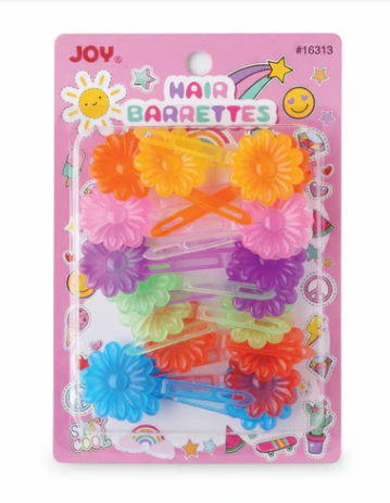 Joy Daisy Hair Barrettes, 10 Count, Assorted Clear