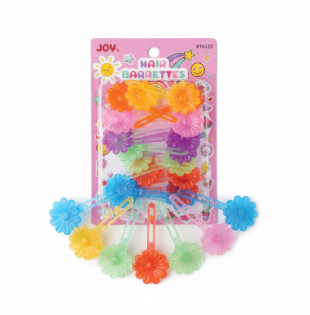 Joy Daisy Hair Barrettes, 10 Count, Assorted Clear