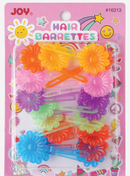 Joy Daisy Hair Barrettes, 10 Count, Assorted Clear