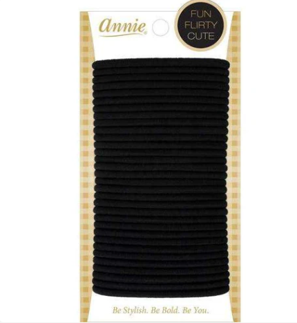 Annie Ponytailer 6in, 32 Count Fashion Hair Ties, Black