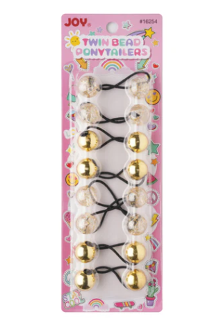 Joy Twin Beads Ponytailer 20mm, 8 Count, Assorted Gold Add to cart