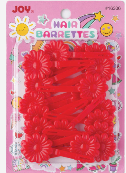 Joy Daisy Hair Barrettes, 10 Count, Red