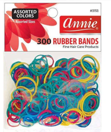 Annie Hair Rubber Bands Assorted Sizes, 300 Count, Assorted Colors