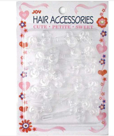 Joy Hair Barrettes 12ct Clear Ribbon I
