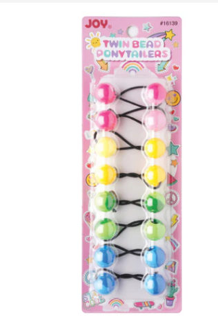 Joy Twin Beads Ponytailers 20mm, 8 Count, Two Tone Assorted Color