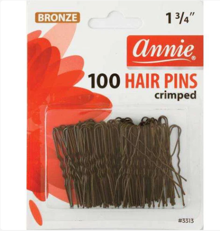 Annie Hair Pins Crimped 1 3/4 Inch, 100 Count, Bronze