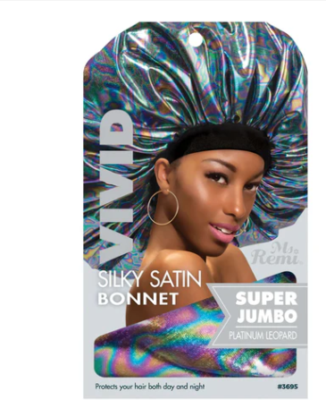 Ms. Remi Vivid Silky Satin Bonnet X-Jumbo, 1 Count, Platinum Leopard