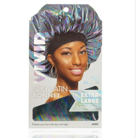 Ms. Remi Vivid Silky Satin Bonnet X-Large, 1 Count, Platinum Zebra