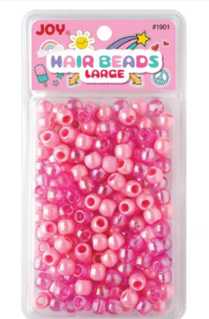 Joy Round Hair Beads Large, 240 Count, Pink Metallic Assorted
