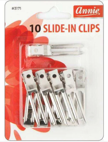 Annie Slide-In Metal Hair Clips, 10 Count, Silver