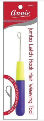 Annie Jumbo Latch Hook Hair Weaving Tool 6mm, 1 Count, Yellow & Purple