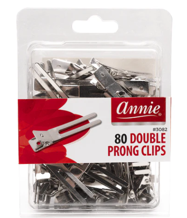 Annie Double Prong Metal Hair Clips, 80 Count, Silver