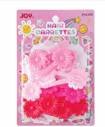 Joy Daisy Hair Barrettes, 10 Count, Assorted Pinks
