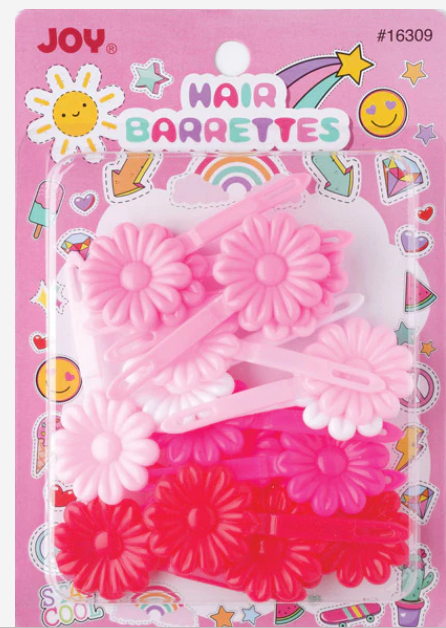 Joy Daisy Hair Barrettes, 10 Count, Assorted Pinks