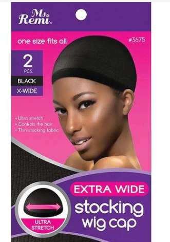 Ms. Remi Extra Wide Stocking Wig Cap, 2 Count, Black