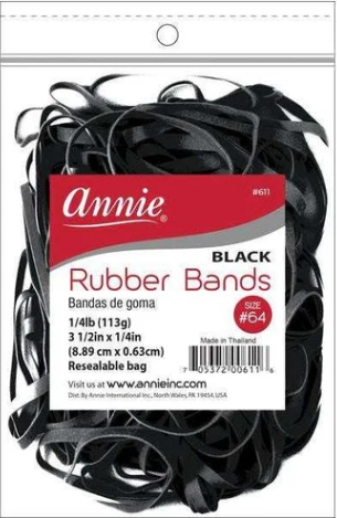 Annie Hair Rubber Bands 3 1/2 Inch x 1/4 Inch, 1/4lb Bag, Black Add to cart