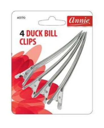 Annie Duck Bill Metal Hair Clips Large, 4 Count, Silver