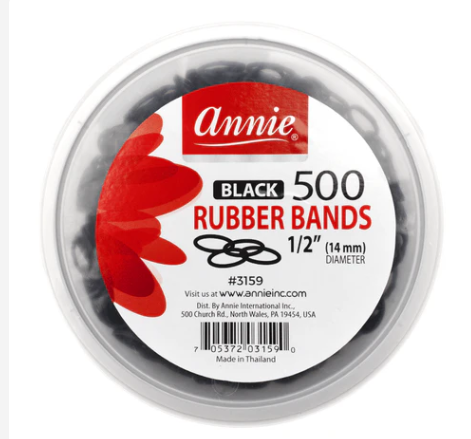 3159-ANNIE RUBBER BANDS 500CT BLACK