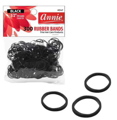 3147-ANNIE RUBBER BANDS 300CT BLACK