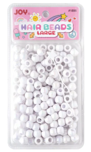 Joy Round Hair Beads Large, 240 Count, White