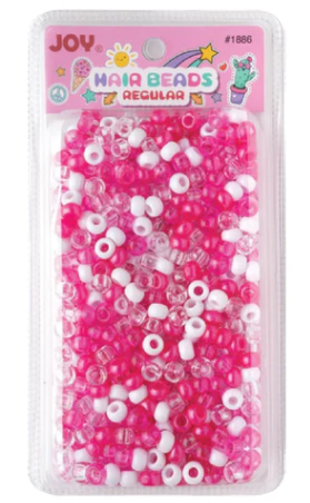 Joy Round Hair Beads Regular Size, 100 Count, Pink & White