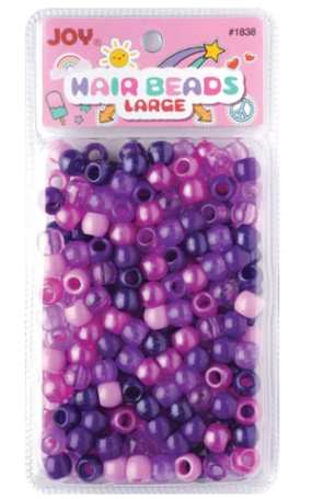 Joy Round Hair Beads Large, 240 Count, Purple Assorted