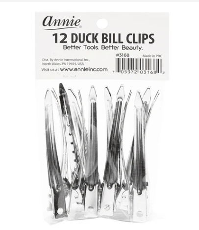 Annie Duck Bill Metal Hair Clips 12cm, 12 Count, Silver