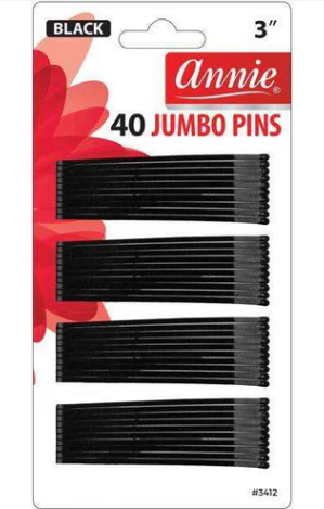 Annie Jumbo Bob Pin 3 Inch, 40 Count, Black