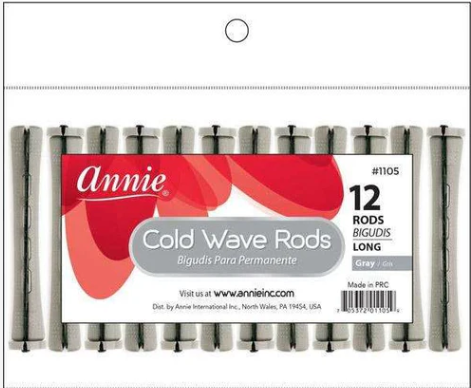 Annie Cold Wave Rods Long 3/8 Inch, 12 Count, Gray