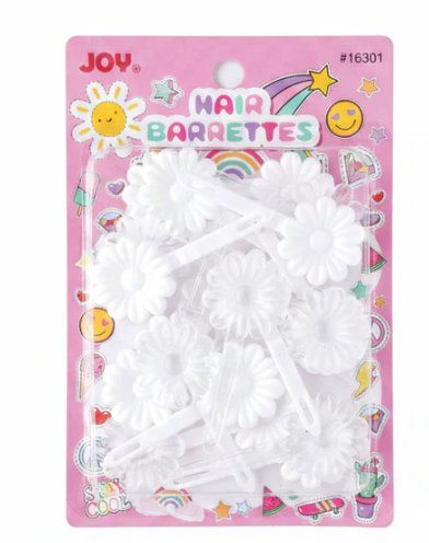 Joy Daisy Hair Barrettes, 10 Count, White and Clear