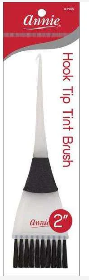 Annie Hair Tinting Brush with Hook Tip 2 Inch, 1 Count, White & Black