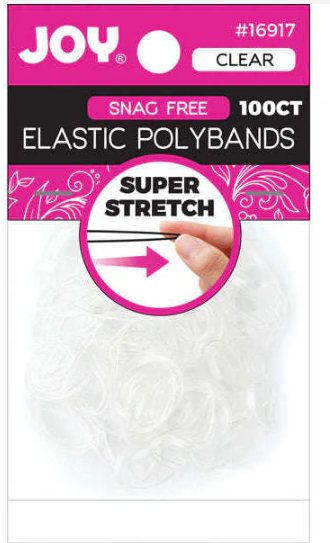 Joy Elastic Hair Polybands 2.5cm, 100 Count, Clear