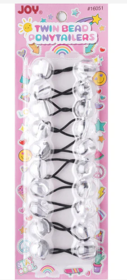 Joy Twin Beads Ponytailers 10Ct Clear
