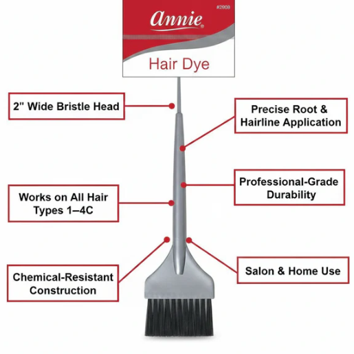 Annie Hair Dye & Tint Brush Large 2 Inch, 1 Count, Grey