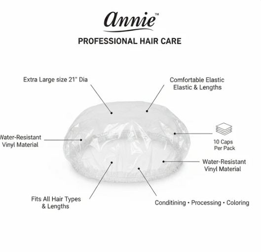 Annie Processing Caps X-Large, 10 Count, Clear