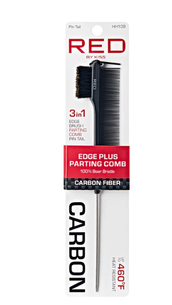 RED by Kiss HH109 100% Boar Bristle 3-in-1 Edge & Parting Comb Carbon Fiber Pin Tail