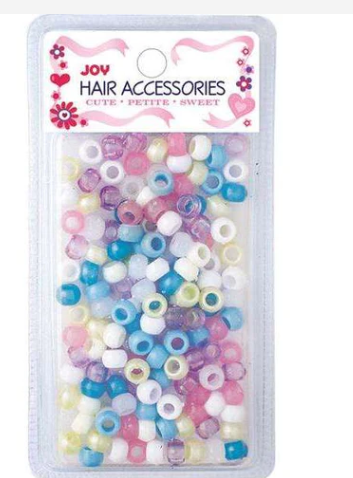 Joy Round Hair Beads Regular Size, 200 Count, Assorted Pastel