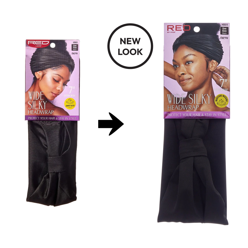 RED WIDE DRY FIT HEADWRAP BLACK