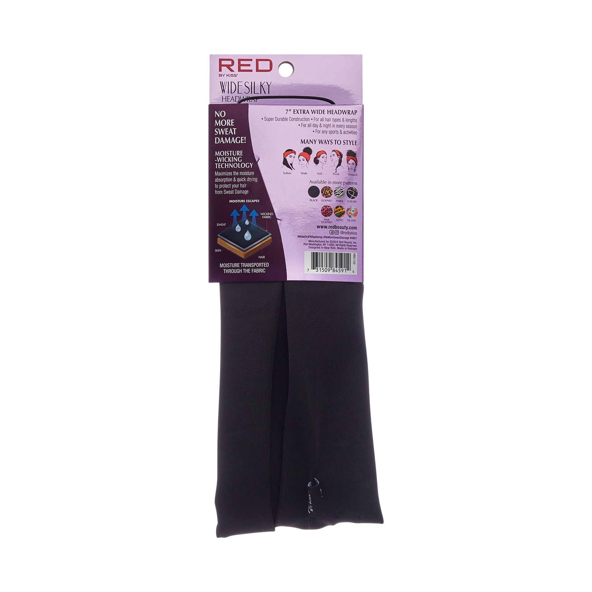 RED WIDE DRY FIT HEADWRAP BLACK