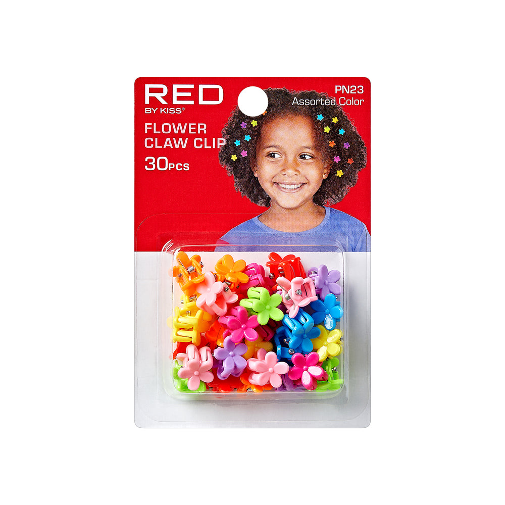 RED KIDS FLOWER CLAW CLIPS 30PCS