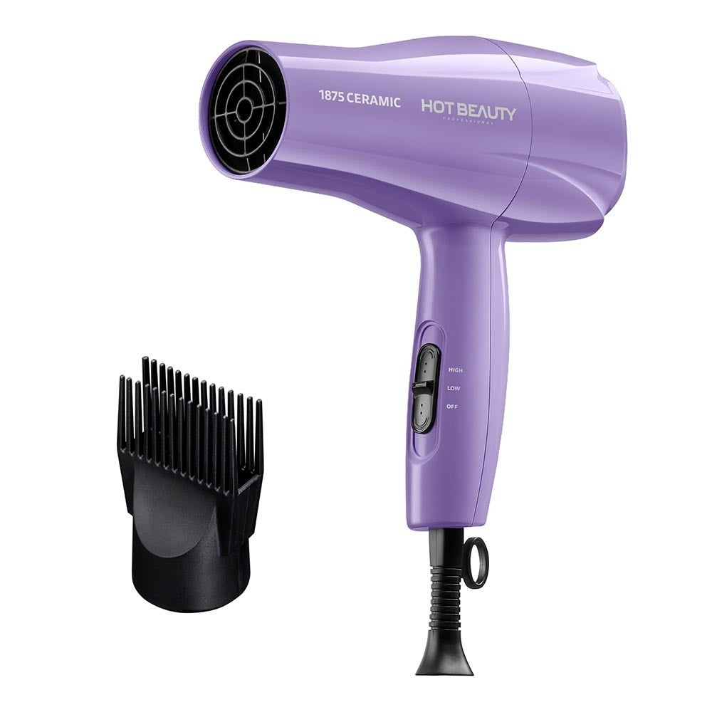 1875 Ceramic Hair Dryer Fast Drying & Multi-Setting Includes Comb & Detangler Purple