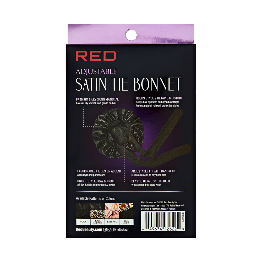 Adjustable Satin Bonnet with Tie Band – Extra Large Silky Cap for Braids, Locs & Curls